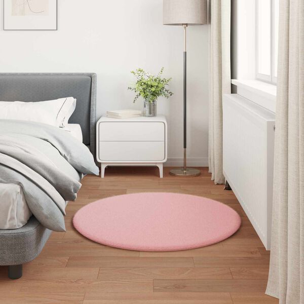 vidaXL Skridsikker faux kanin t&aelig;ppe Olite Lyser&oslash;d &Oslash; 120 cm Polyester