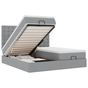 vidaXL osmannisk sengeramme med madrasser 160x200 cm stof lysegr&aring;