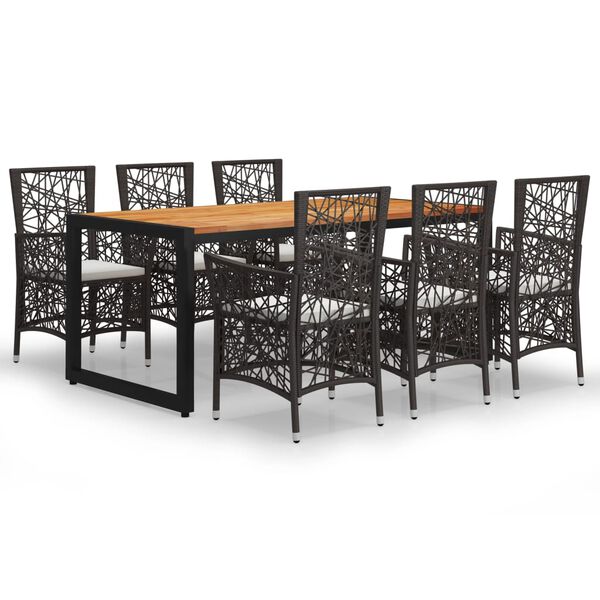 vidaXL spisebordss&aelig;t til haven 7 dele brun