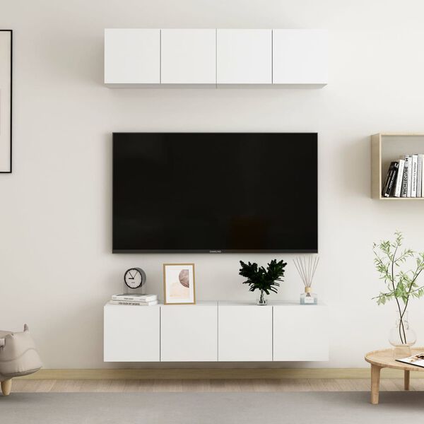 vidaXL tv-borde 4 stk. 60x30x30 cm konstrueret tr&aelig; hvid