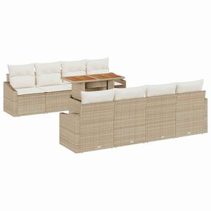 vidaXL Have Spisebordss&aelig;t med pude 9 pcs Beige og creme