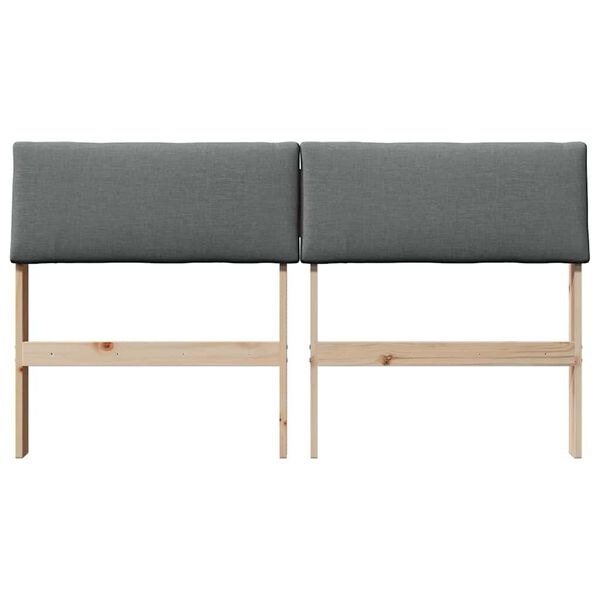 vidaXL Polstret sengegavl M&oslash;rkegr&aring; 160 cm Massiv fyrretr&aelig;