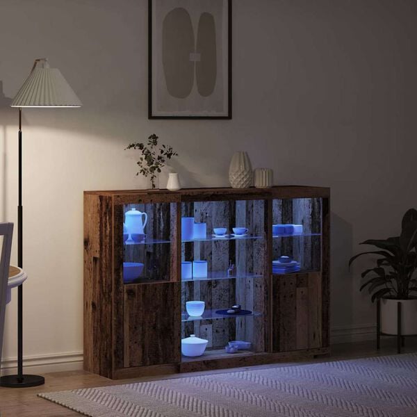 vidaXL Sideboard Gammelt træ 142,5 x 37 x 100 cm Konstrueret træ