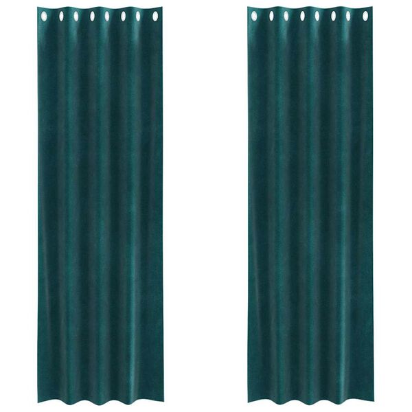 vidaXL M&oslash;rkl&aelig;gningsgardiner 2 pcs M&oslash;rkegr&oslash;n 140 x 260 cm Fl&oslash;jl