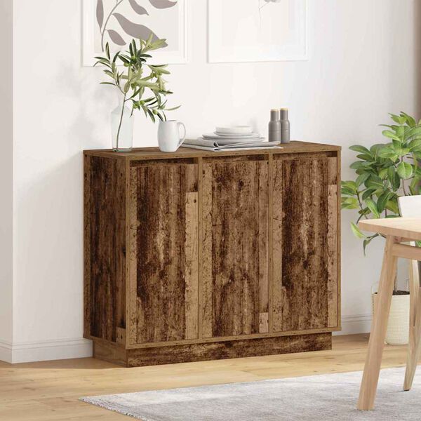 vidaXL LED Sideboard Gammelt tr&aelig; 90 x 32 x 75 cm Konstrueret tr&aelig;