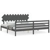 vidaXL sengeramme med sengegavl 200x200 cm massivt tr&aelig; gr&aring;