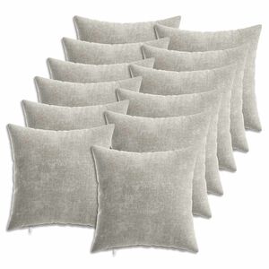 vidaXL Pudebetr&aelig;k 12 stk. HEERLEN Lysegr&aring; 40 x 40 cm Chenille Stof