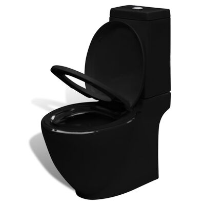Stående toilet og bidet sæt, sort, keramisk