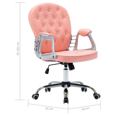 vidaXL kontorstol med hjul kunstlæder lyserød