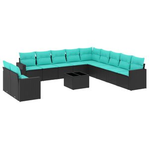 vidaXL sofas&aelig;t til haven 12 dele med hynder polyrattan sort