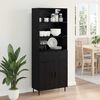 vidaXL Highboard Sort eg 69,5 x 34 x 180 cm Ingeni&oslash;rtr&aelig; og glas