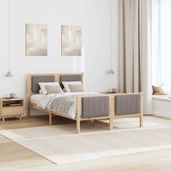 vidaXL Sengestel Brun og taupe 120 x 190 cm Massivt fyrretr&aelig;