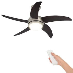 vidaXL Loftfan med lys og fjernbetjening &Oslash; 110 cm M&oslash;rk Brun
