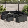 vidaXL Havesofa S&aelig;t med pude med pude 9 pcs Sort Polyrattan