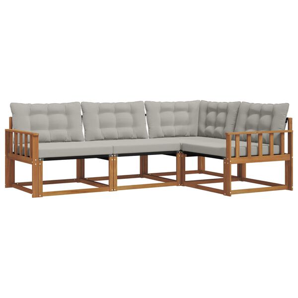 vidaXL Udend&oslash;rs sofagruppe med pude 4 pcs Naturlig og Lys Gr&aring;