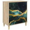 vidaXL Skuffeskab WIJHE Teal marmorprint 66 x 36,5 x 75 cm Sonoma-eg