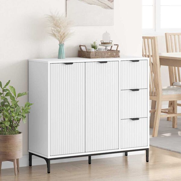 vidaXL Sideboard med skuffe Hvid 89,5 x 33 x 82 cm Konstrueret tr&aelig;