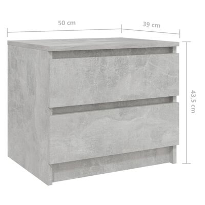 vidaXL sengeskab 50x39x43,5 cm spånplade betongrå