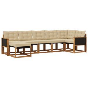vidaXL Udend&oslash;rs sofagruppe med pude 7 pcs Naturlig og Beige