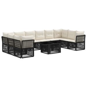vidaXL Havesofa S&aelig;t 11 stk. Sort polyrattan