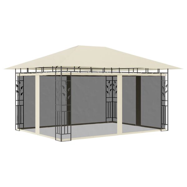 vidaXL pavillon med myggenet 4x3x2,73 m 180 g/m² cremefarvet