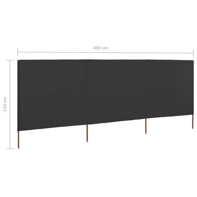 vidaXL 3-panels læsejl 400x80 cm stof antracitgrå