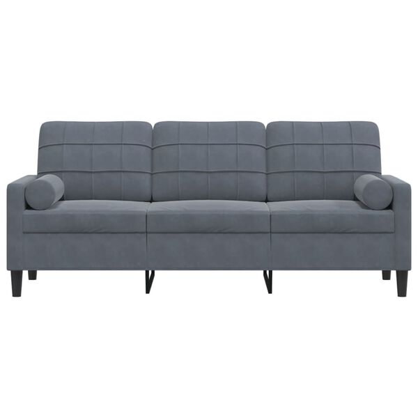 vidaXL 3-personers sofa med pyntepuder 180 cm velour mørkegrå
