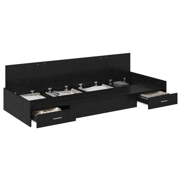 vidaXL Sengestel med hovedg&aelig;rde Sort eg 100 x 200 cm Konstrueret tr&aelig;