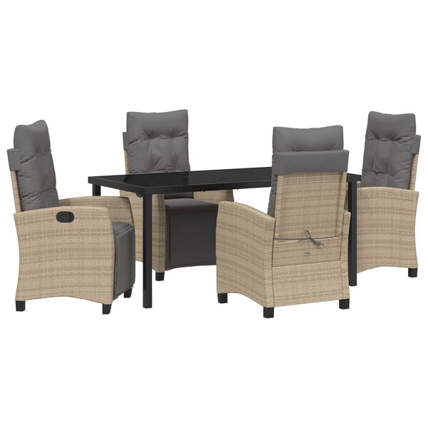 vidaXL Have Spisebordss&aelig;t med pude 5 pcs Beige polyrattan