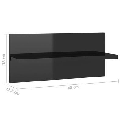 vidaXL væghylder 2 stk. 40x11,5x18 cm sort højglans