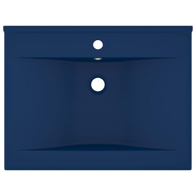 vidaXL luksuriøs håndvask m. vandhanehul 60x46 cm keramik mat mørkeblå
