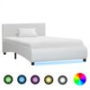 vidaXL sengestel med LED 100x200 cm kunstl&aelig;der hvid