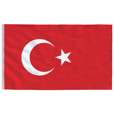 vidaXL Tyrkiet flag og flagstang 5,55 m aluminium