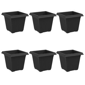 vidaXL Firkantet Blomsterkrukke 6 pcs Sort 16 x 16 x 14 cm Plastik