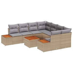 vidaXL Havesofa S&aelig;t med pude 9 pcs Beige Poly rattan