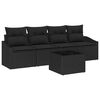 vidaXL Sofa S&aelig;t med pude med opbevaring 5 pcs Sort polyrattan