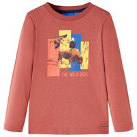 Langærmet T-shirt til børn str. 92 hennafarvet