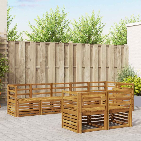 vidaXL Sofas&aelig;t 8 pcs Naturfarvet Massivt Akacietr&aelig;