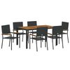 vidaXL Have Spisebordss&aelig;t 7 stk. Sort polyrattan