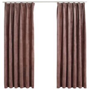 vidaXL m&oslash;rkl&aelig;gningsgardiner kroge 2 stk. 140 x 175 cm fl&oslash;jl gammelrosa