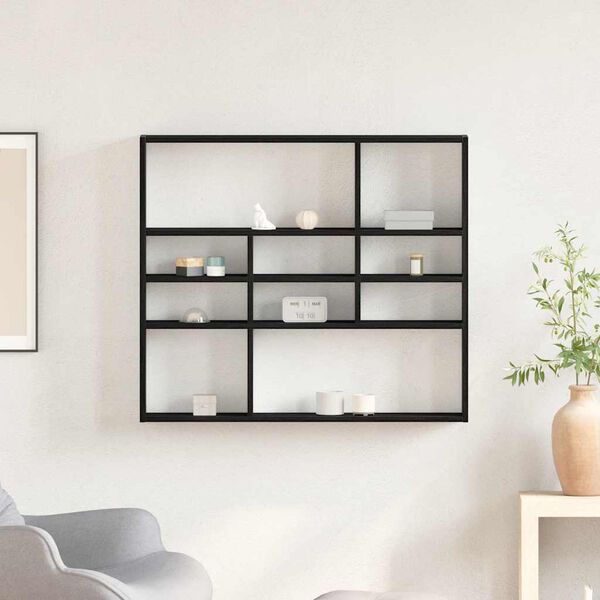 vidaXL væghylde 90x16x78 cm konstrueret træ sort egetræsfarve