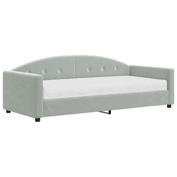 vidaXL daybed med madras 90x190 cm velour lysegr&aring;