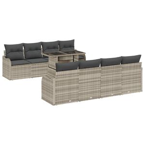 vidaXL Havesofa S&aelig;t med pude 7 pcs Lysegr&aring; polyrattan