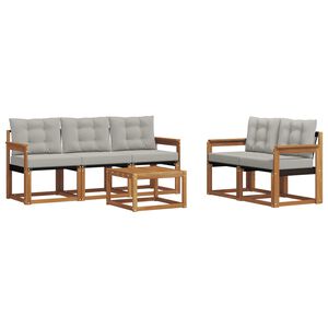 vidaXL Udend&oslash;rs sofagruppe med pude 6 pcs Naturlig og Lys Gr&aring;