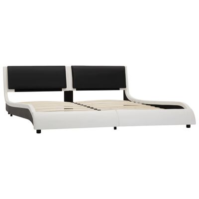 vidaXL sengestel med LED 160 x 200 cm kunstlæder hvid og sort