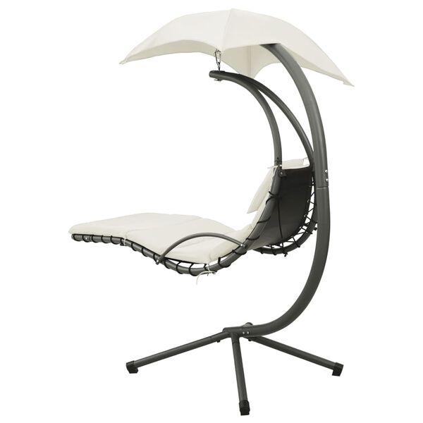 vidaXL havegyngestol 190x90x200 cm stof cremefarvet og gr&aring;