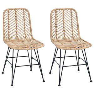 vidaXL Spisestuestol 2 stk. Rattan og Jern Naturfarvet