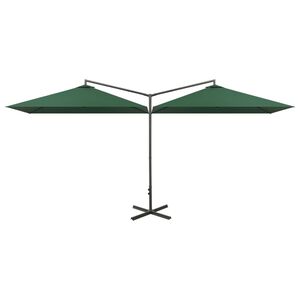 vidaXL dobbelt parasol 600x300 cm st&aring;lstang gr&oslash;n