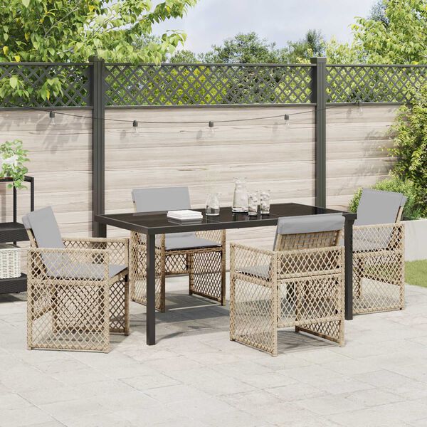 vidaXL Have Spisebordss&aelig;t 5 pcs Beige polyrattan