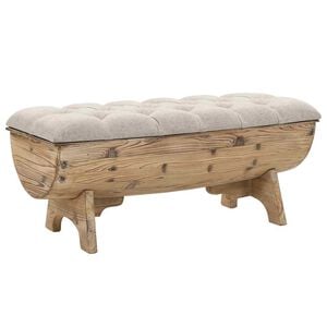 vidaXL opbevaringsb&aelig;nk massivt tr&aelig; og stof 103 x 51 x 44 cm